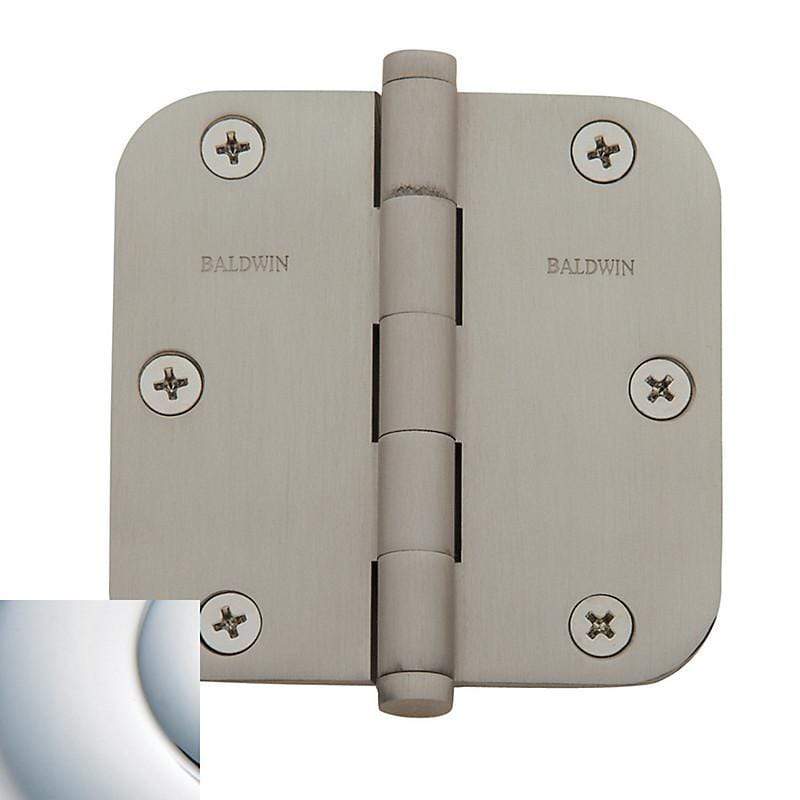 Baldwin Residential Hinges, 3-1/2" x 3-1/2" with 5/8" Radius Corners - Door Hinges Polished Chrome - 4