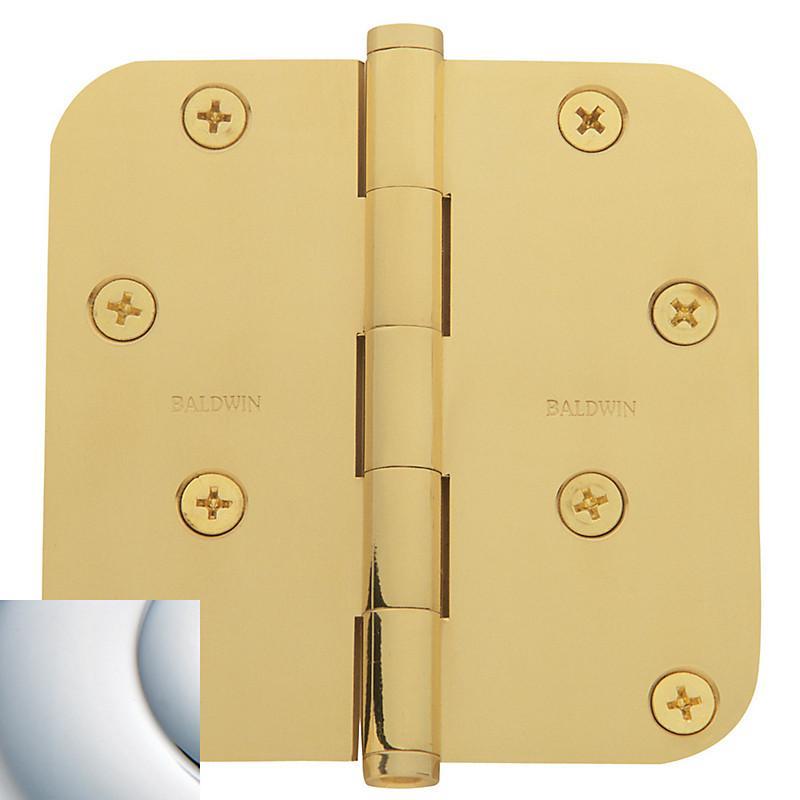 Baldwin Residential Hinges, 4" x 4" with 5/8" Radius Corners - Door Hinges Polished Chrome - 5