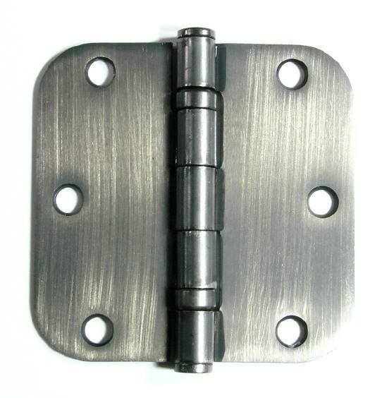 3 1/2" x 3 1/2" with 5/8" radius Residential Ball Bearing Hinges - Multiple Finishes - Sold in Pairs -  Antique Nickel - 5