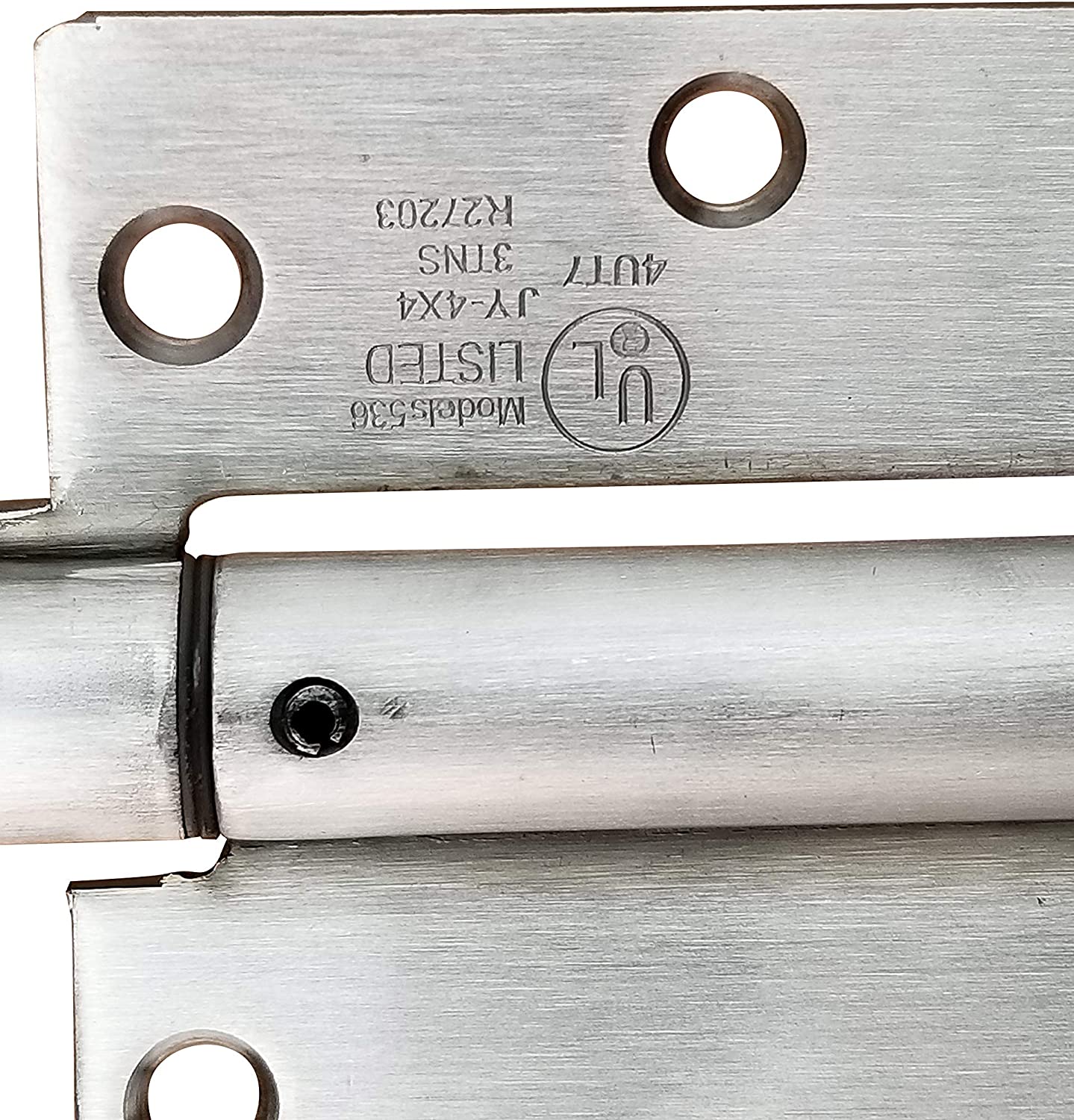 Stainless steel self-closing spring hinges, 3 1/2 inches square, sold in a 2-pack for residential use.