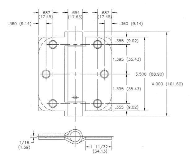 Hager spring hinges 3.5-inch with 5/8-inch radius in various finishes, sold individually for doors and gates.