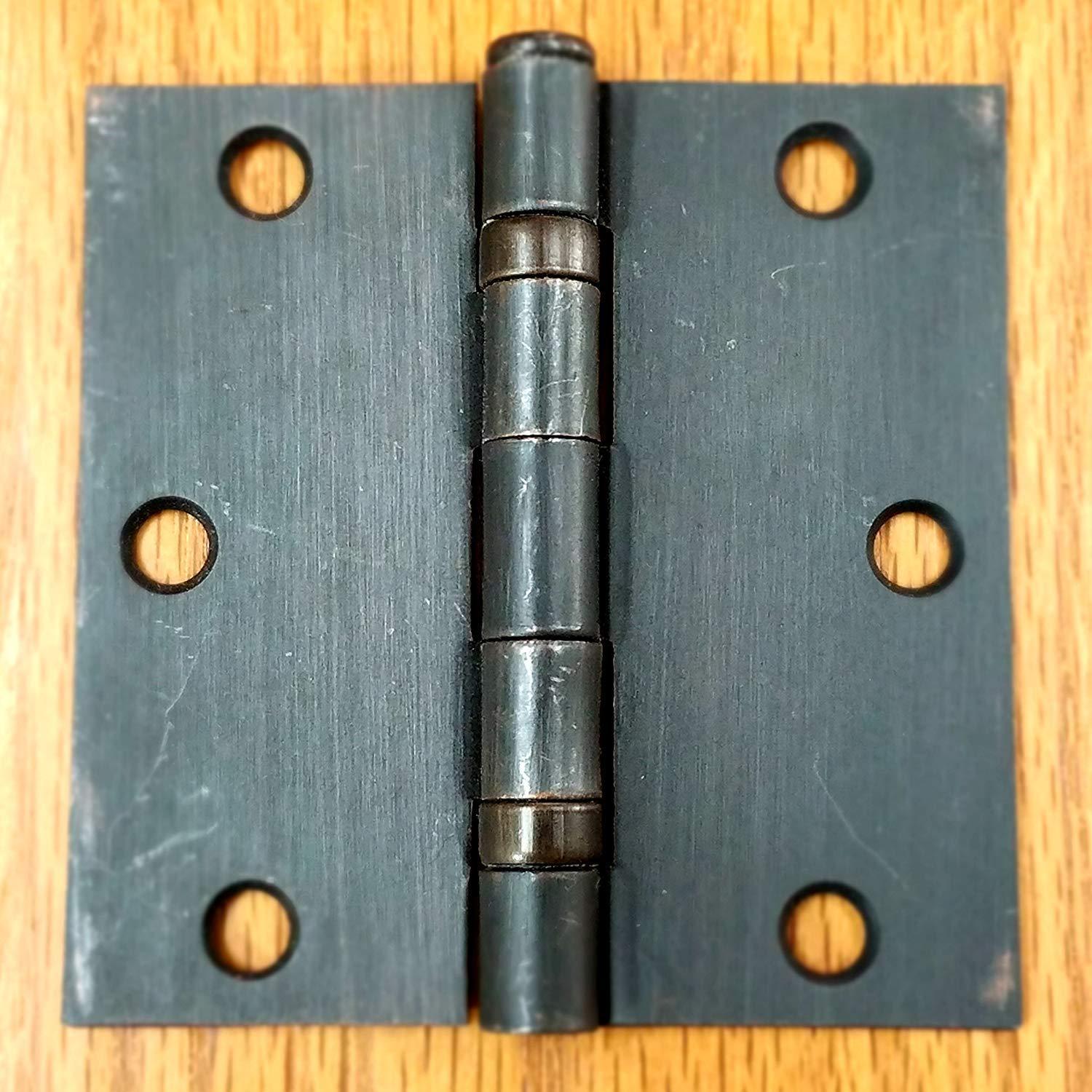 Ball bearing interior door hinges with 3 1/2-inch square corners in multiple finishes, sold in a 2 pack.