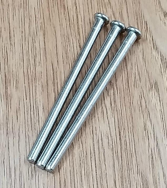 Satin nickel hinge pins for doors, sold in a pack of three, designed for durability and smooth operation.