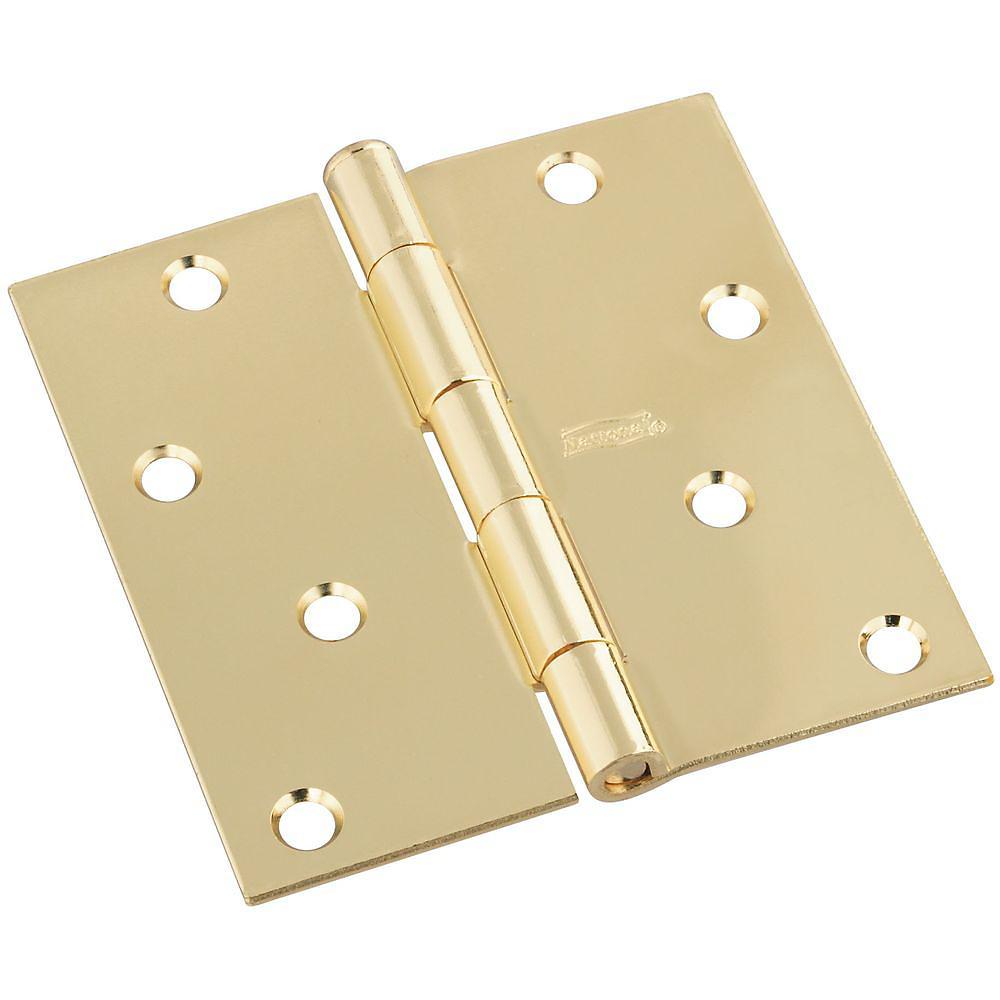 4-inch square residential exterior door hinge with opposite zig zag hole pattern, available in multiple finishes.