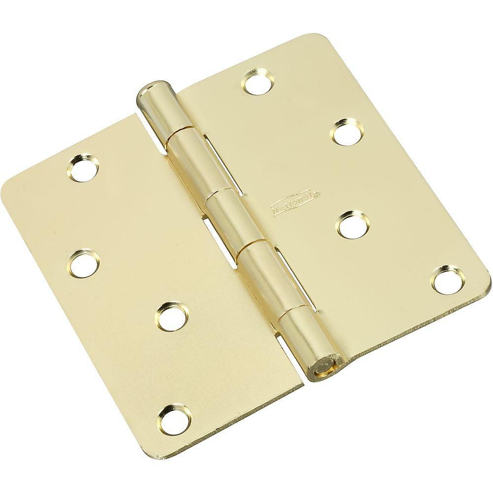 Residential exterior door hinge, 4-inch with 1/4-inch radius, opposite zig zag hole pattern, available in multiple finishes, 3 pack.