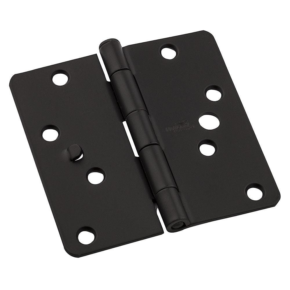 Residential Exterior Door Hinge - 4" With 1/4" Radius - Opposite Zig Zag Hole Pattern - Multiple Finishes - 3 Pack
