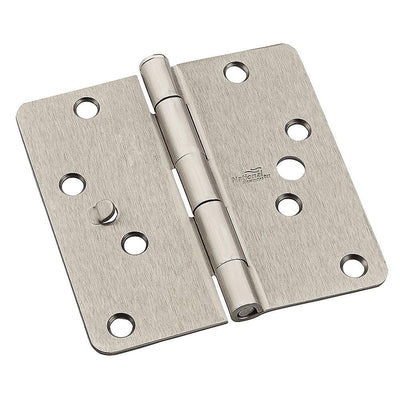 Residential Exterior Door Hinge - 4" With 1/4" Radius - Opposite Zig Zag Hole Pattern - Multiple Finishes - 3 Pack
