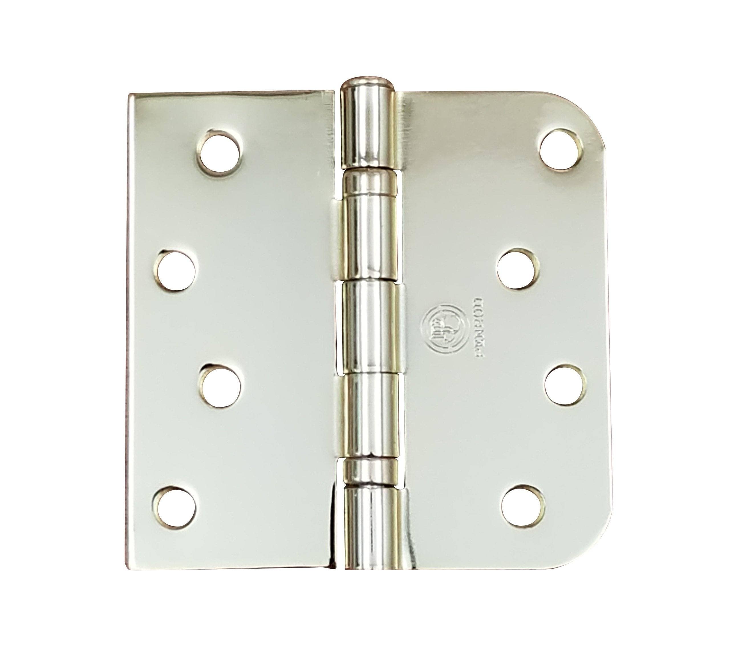 5/8" X Square Corner Hinges - 4" X 4" Ball Bearing Hinge Square Corner With 5/8" Radius Corner Polished Brass Finish - Sold As Pairs