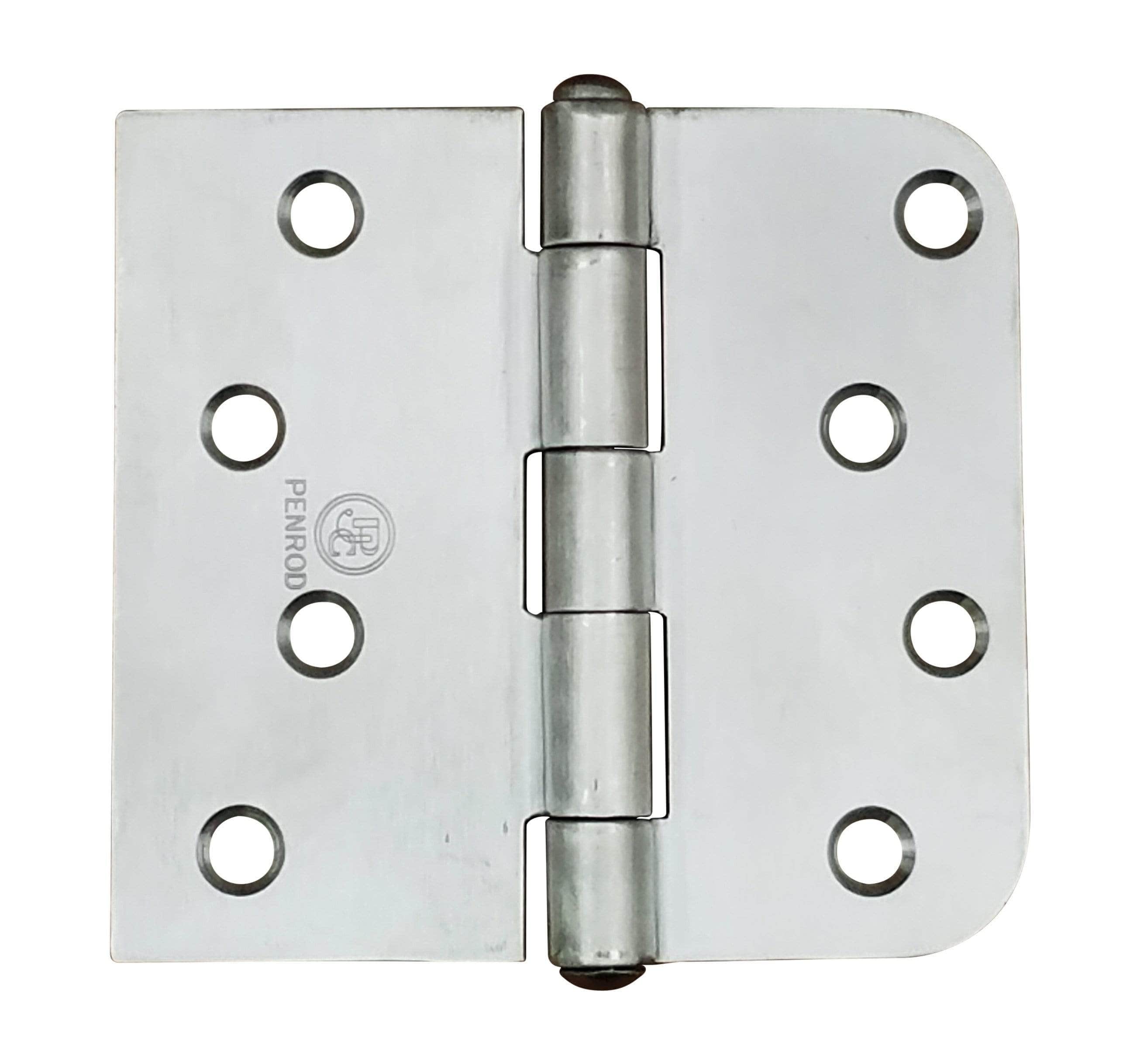 Stainless steel security hinge 4" x 4.25" with 5/8" radius, non-removable riveted pin, sold in a 3 pack.