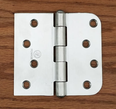 Stainless Steel Security Hinges - 4" X 4.25" With 5/8" Radius Square - Non-Removable Riveted Pin - 3 Pack
