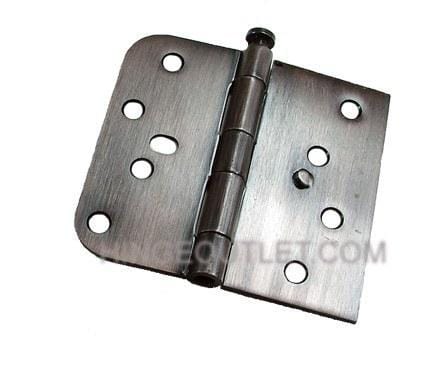 4" x 4 1/4" Plain Bearing Hinge Square Corner with 5/8" Radius Corner with Security Tab Oil Rubbed Bronze finish - Sold in Pairs - 5/8" x Square Corner Hinges 