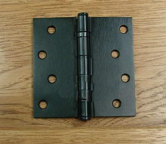 4x4 ball bearing square corner hinge in oil rubbed bronze finish, sold in pairs for durable door applications.