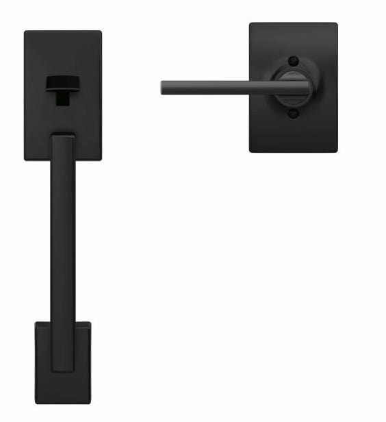 Schlage Residential Front Door Handleset - Century Style With Latitude Lever - Century Rose Trim - Matte Black Finish - Sold Individually