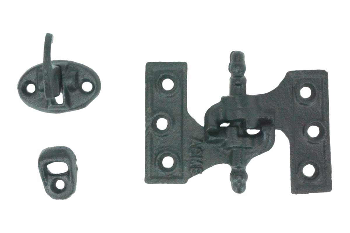 Acme mortise shutter hinges in cast iron with WeatherWright coating, available in multiple sizes, sold as a set.