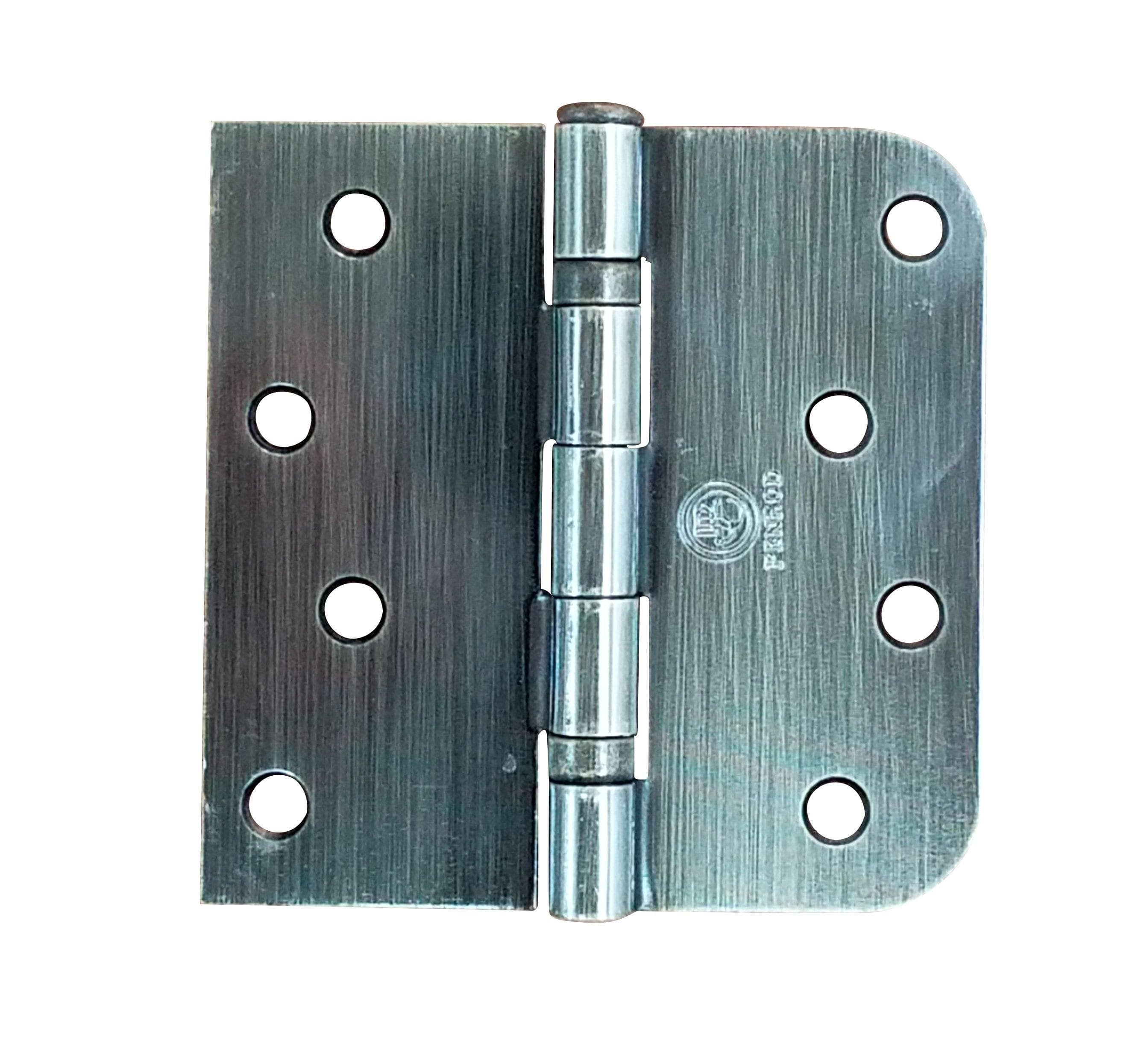 5/8" X Square Corner Hinges - 4" X 4" Ball Bearing Hinge Square Corner With 5/8" Radius Corner Antique Brass Finish - Sold As Pairs