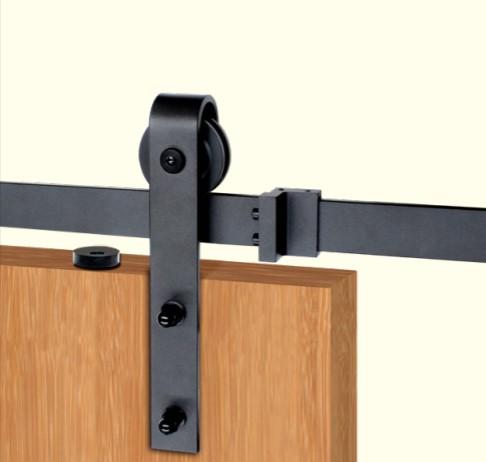Barn door hardware kit featuring surface mount strap wheel, soft close option, and various sizes and finishes.