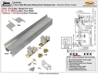 Barn Door Hardware - Modern Aluminum - 48 Inch Track For 24 Inch Doors