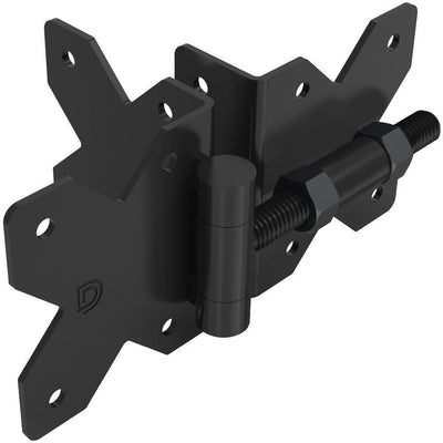 Black Stainless Steel Adjustable Gate Hinge - No Spring - For Gate Gap (5/8" - 1 3/4") - 2 Pack