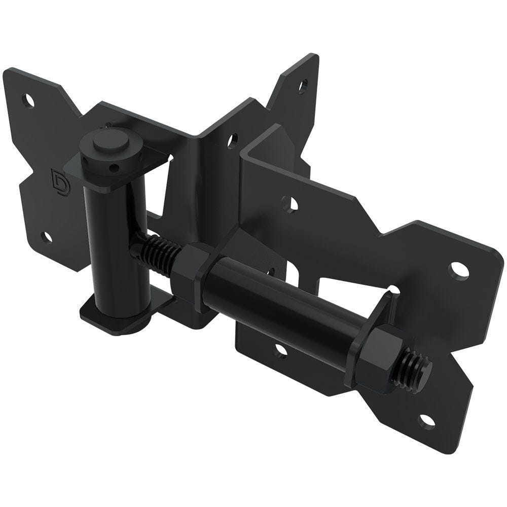 Black Stainless Steel Gate Hinge - Self Closing, Tension Adjustable - For Gate Gap (5/8" - 1 3/16") - 2 Pack