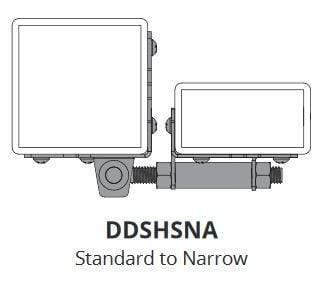 Black stainless steel self-closing gate hinge with adjustable tension, suitable for gate gaps of 5/8" to 1 3/16".
