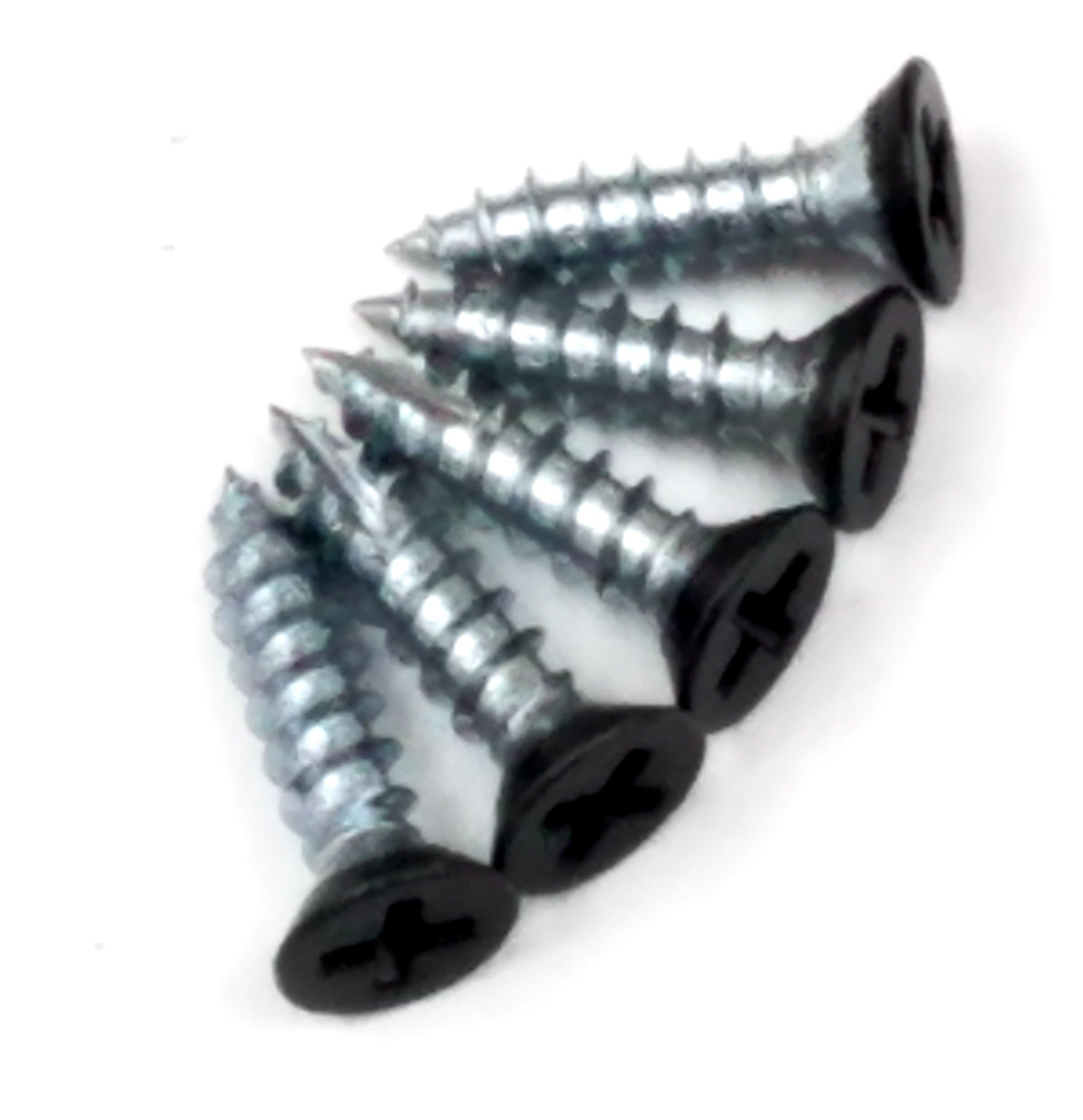 Black fly cut wood screws for door hinges, #9 size, 3/4 inch long, ideal for secure hinge installation.