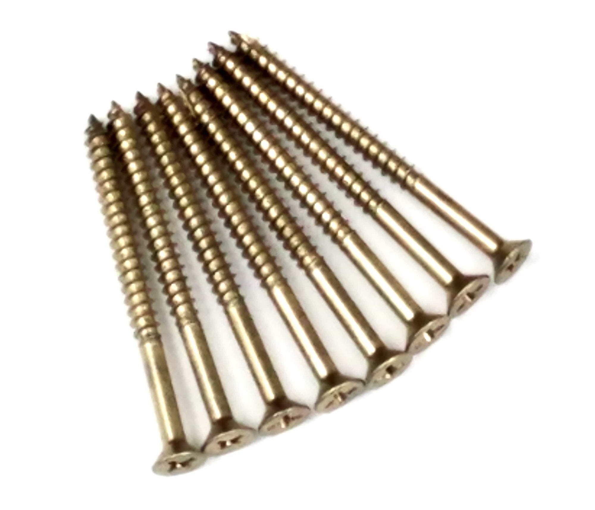 Flat Head #9 x 2 1/4" or 3" wood screws with 1 1/2" thread - Bright Brass Finish 24 Pack or 96 Pack