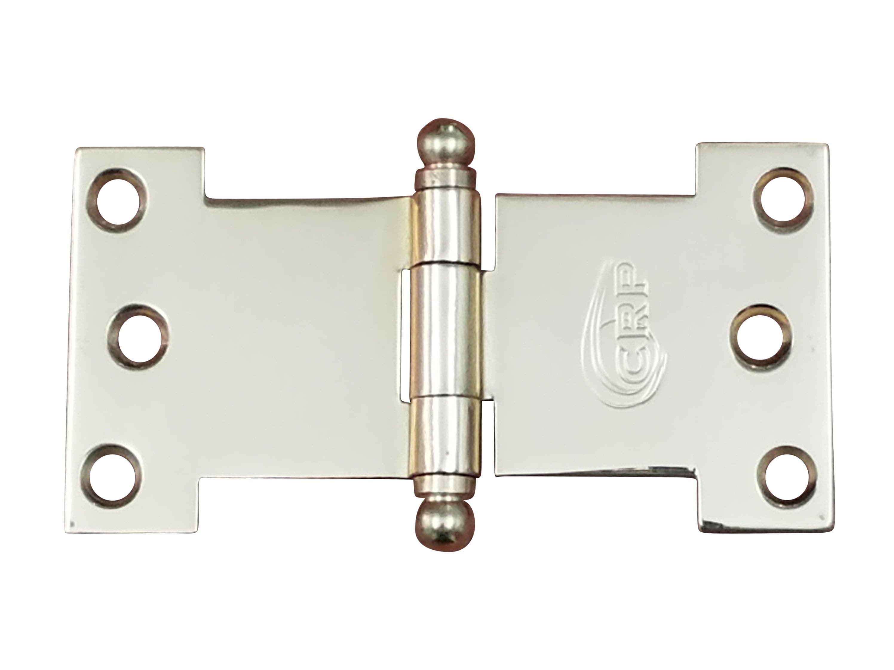 Bright brass wide throw parliament hinges available in multiple sizes, sold in two packs for versatile applications.