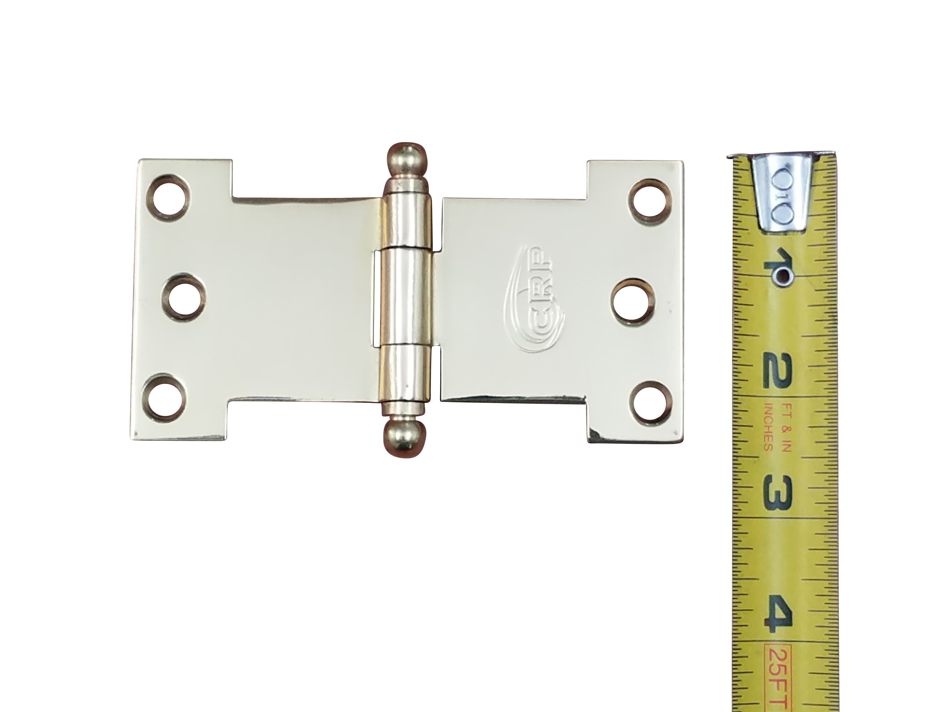 Bright brass wide throw parliament hinges available in multiple sizes, sold in two packs for versatile applications.