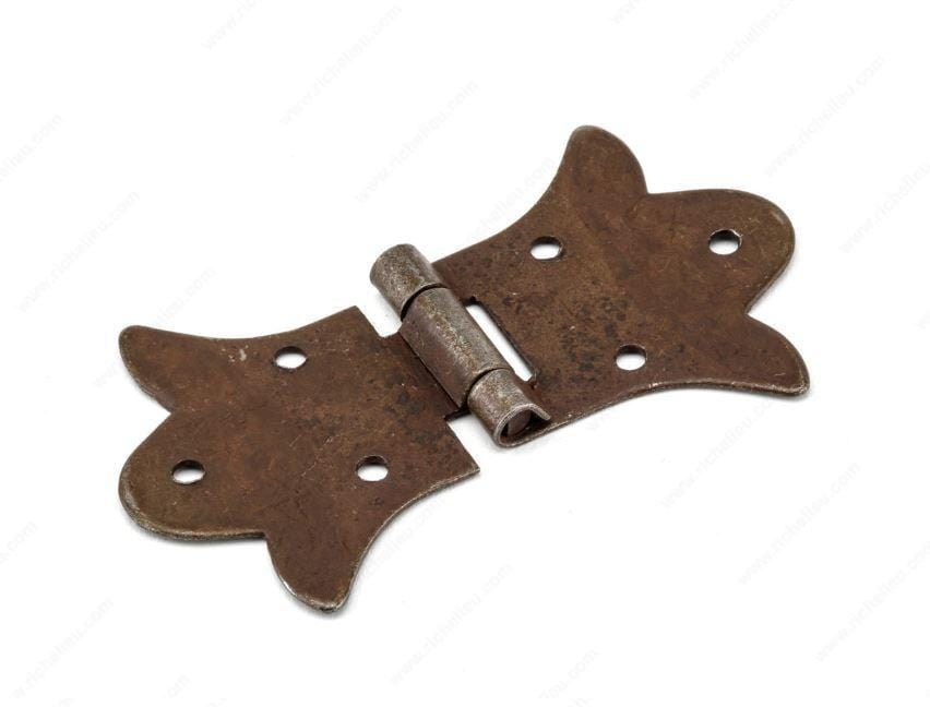 Butterfly Hinges - Butterfly Hinges - Forged Iron Hinges For Cabinets - Wrought Iron Finish - Sold Individually
