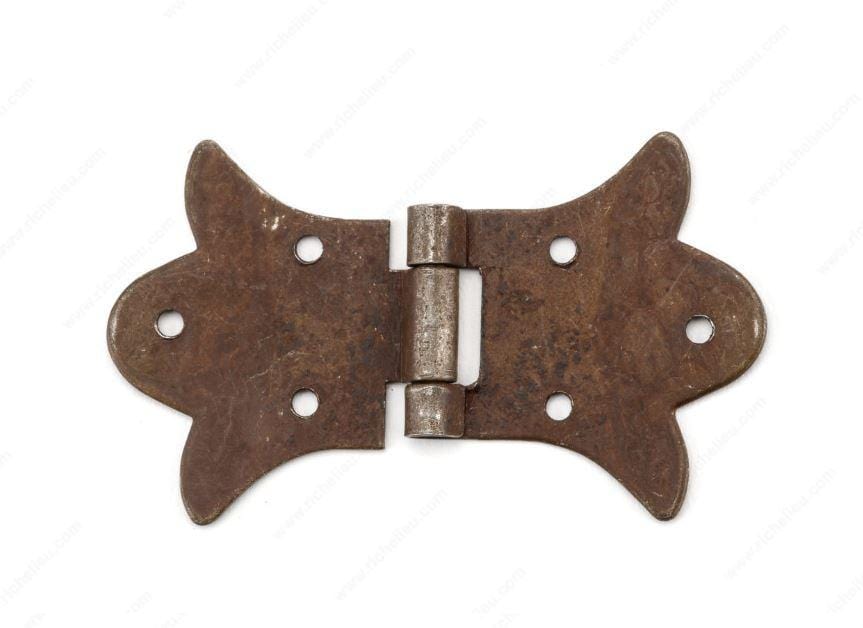 Butterfly Hinges - Butterfly Hinges - Forged Iron Hinges For Cabinets - Wrought Iron Finish - Sold Individually
