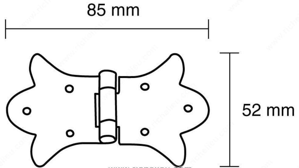 Butterfly Hinges - Butterfly Hinges - Forged Iron Hinges For Cabinets - Wrought Iron Finish - Sold Individually