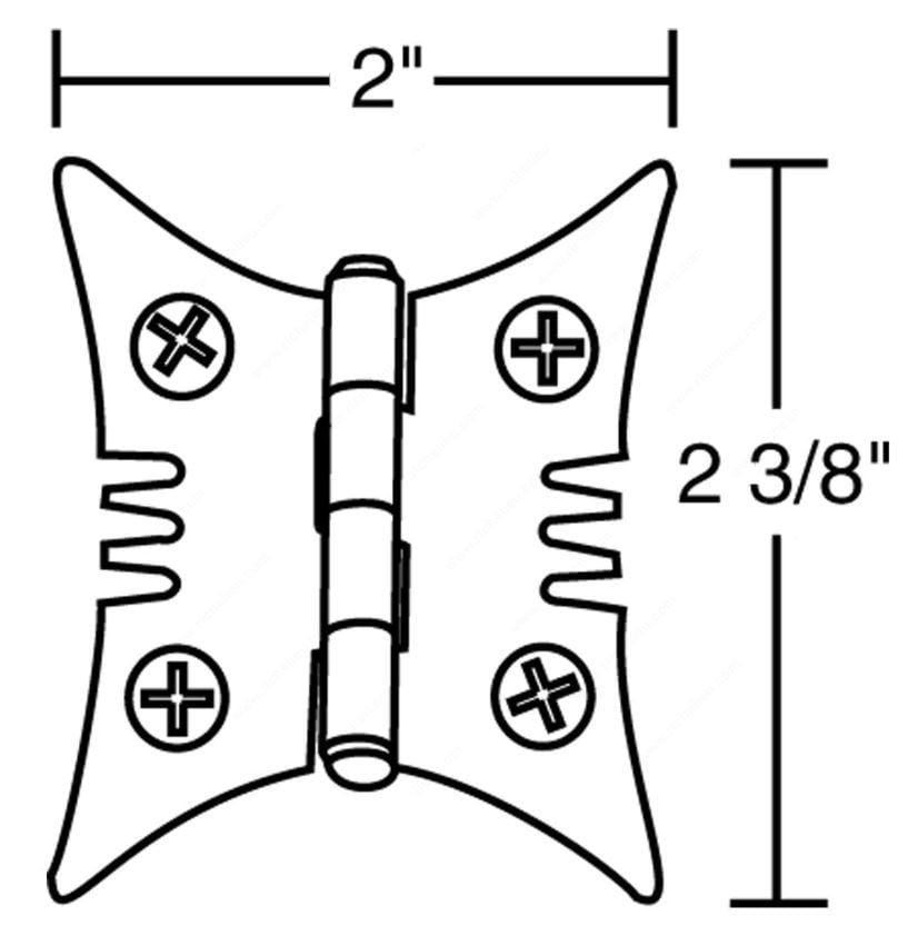 Butterfly Hinges - Butterfly Hinges - Traditional Hinges In Forged Iron For Cabinets- Matte Black Finish - 2 Pack