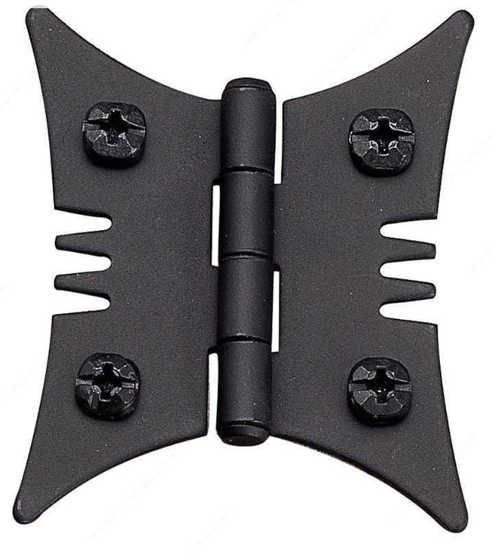 Butterfly Hinges - Butterfly Hinges - Traditional Hinges In Forged Iron For Cabinets- Matte Black Finish - 2 Pack