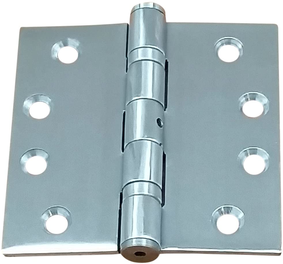 Stainless Steel Commercial Ball Bearing Door Hinges - 4 1/2" Inches Square - 2 Pack
