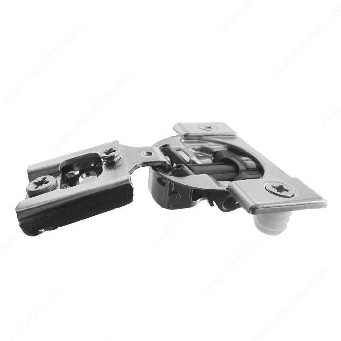 Compact Blumotion concealed cabinet hinge with 5/8" inch overlay and 105° opening, sold individually for smooth operation.