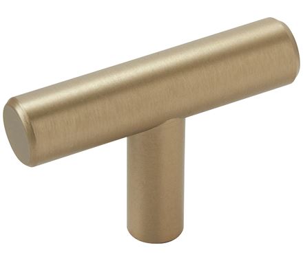 Golden champagne bar pull cabinet knob, 1-15/16 inch, sleek design, sold individually for stylish cabinetry updates.