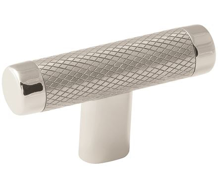Polished nickel cabinet knob from the Esquire Series, 2-5/8 inches, featuring a textured design and sold individually.