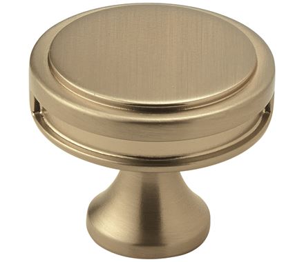 Cabinet knob from the Oberon Series, 1-3/8 inch, in a golden champagne finish, sold individually.