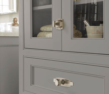 Highland Ridge cabinet latches in various finishes, 1-7/8 inch, enhancing cabinet security and style. Sold individually.