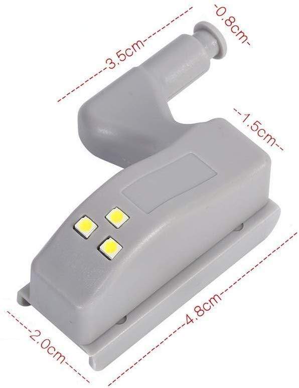 Battery-operated LED cabinet hinge light for concealed hinges, sold in a 2-pack, providing convenient illumination.