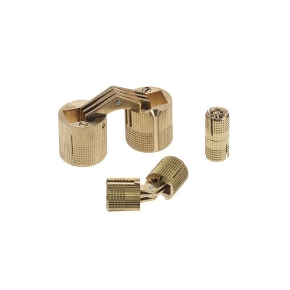 Solid brass Champ full mortise concealed hinge, available in multiple sizes, sold individually for doors and cabinets.