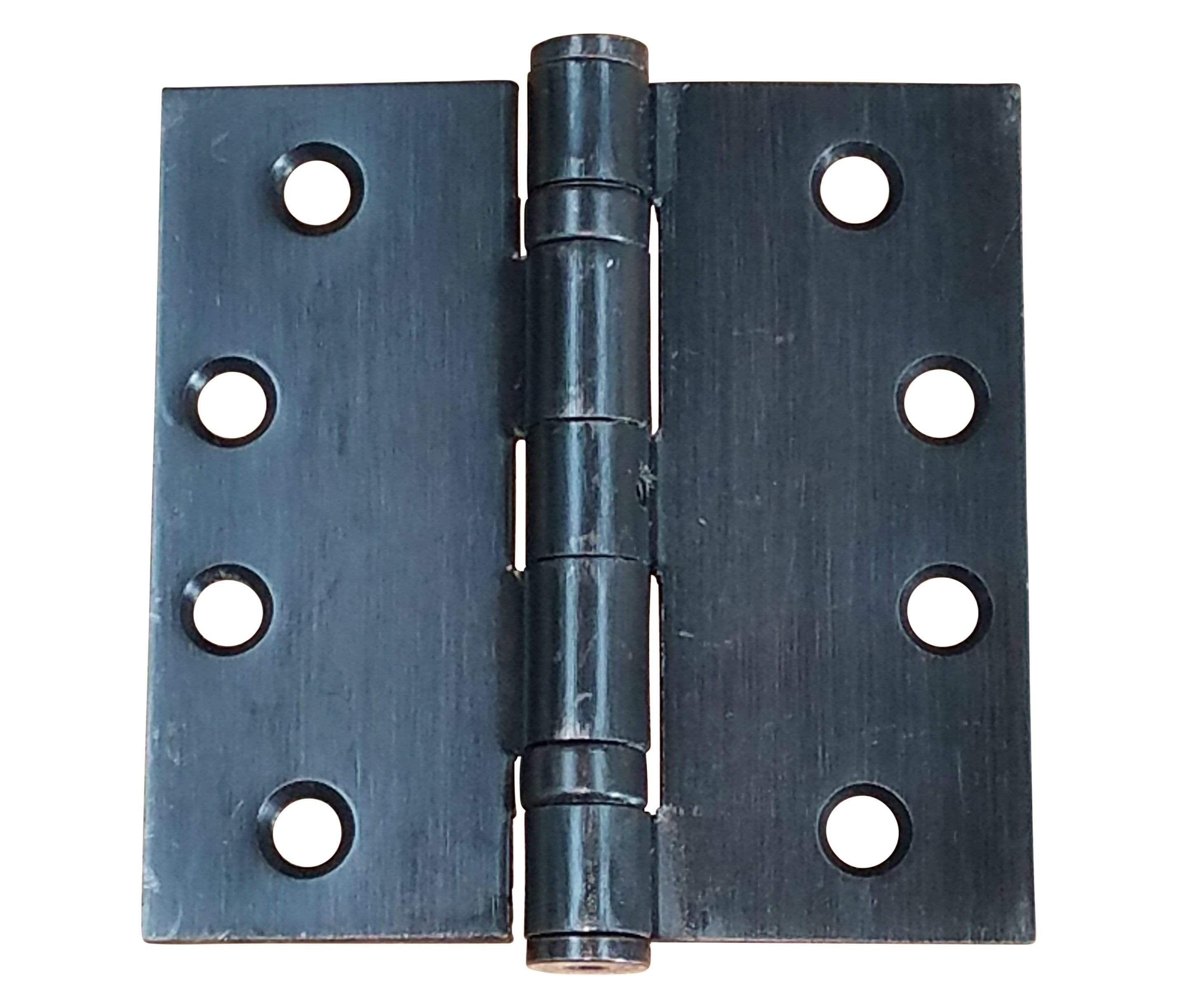 Commercial ball bearing hinges in 4 1/2" square size, available in multiple finishes, sold in a 2 pack.