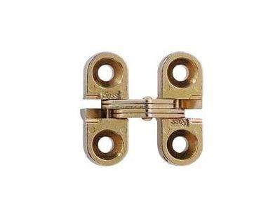 Concealed cabinet hinges in a 2-pack, 3/8 inch x 1 inch, for doors with a minimum thickness of 1/2 inch. Multiple finishes available.
