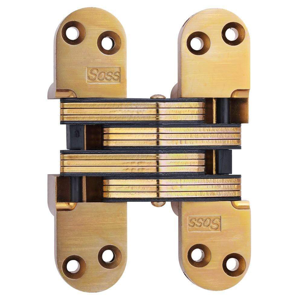 Concealed door hinge in multiple finishes, 1-3/8 inch by 5-1/2 inch, designed for doors with a minimum thickness of 2 inches.