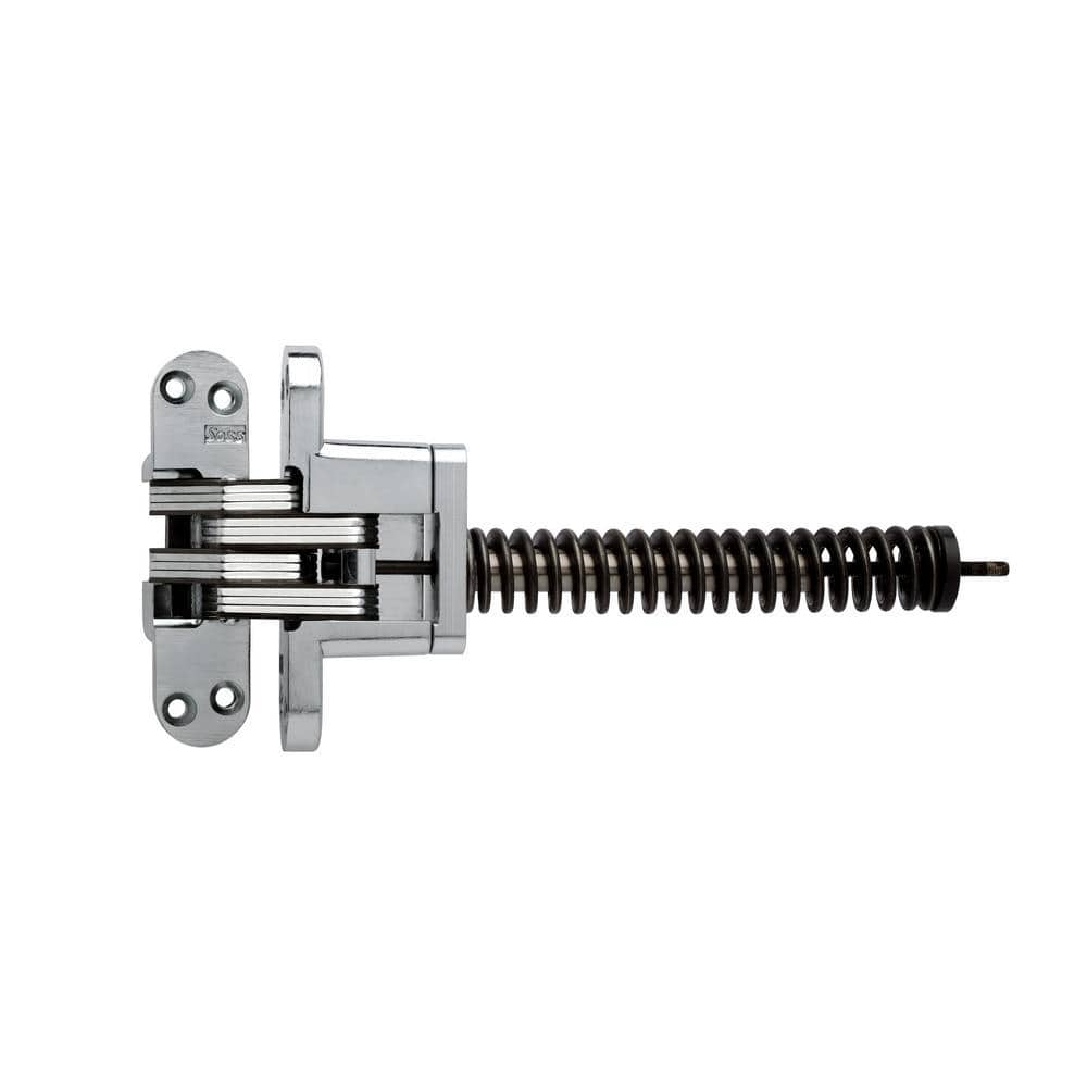 Concealed door spring hinge for 1-3/4 inch thick doors, 9-1/64 inch size, available in multiple finishes, sold individually.