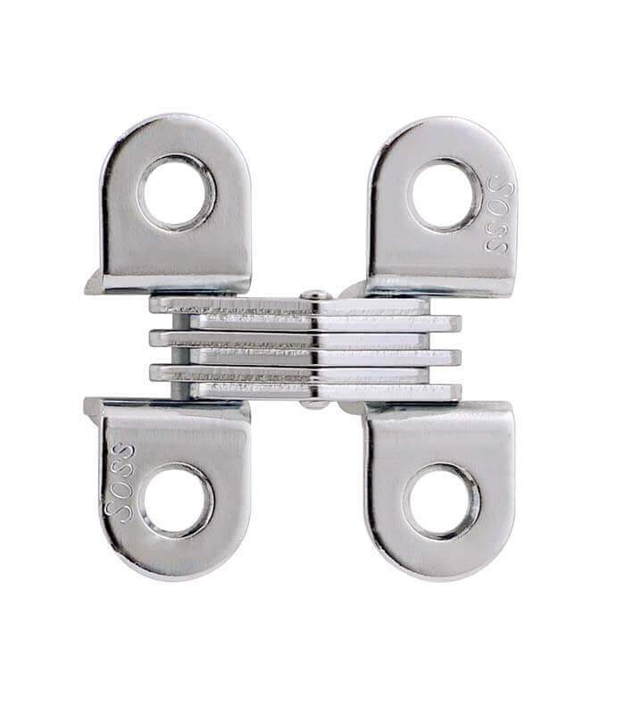 Concealed hinge for doors, 1/2 inch x 1-33/64 inch, compatible with 11/16 inch thick doors, available in multiple finishes.