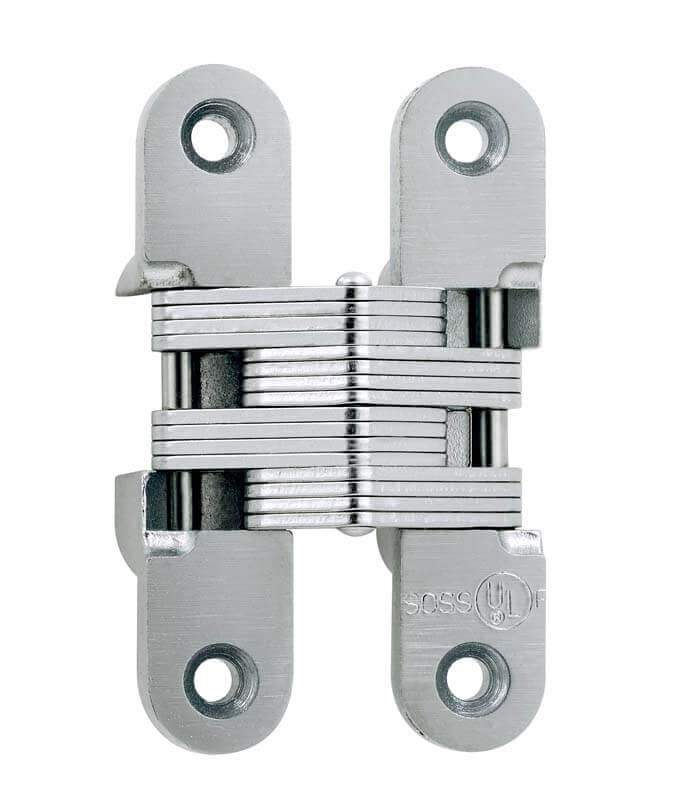 Concealed Hinges - 1 Inch X 4-5/8 Inch - For Min Thick Door 1-3/8 Inch - Alloy Steel - Satin Chrome Finish - Sold Individually