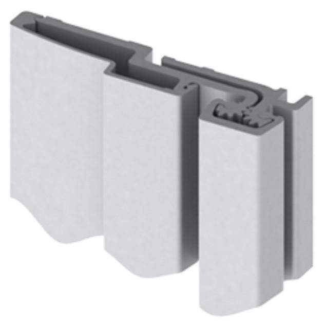 Heavy-duty continuous geared hinge, full surface, 83 inches, aluminum, sold individually for durable door applications.