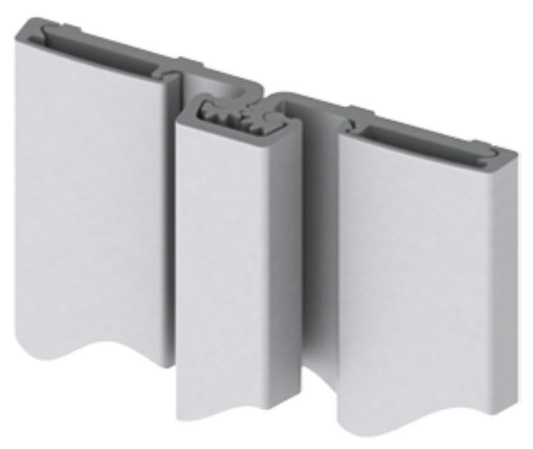 Heavy-duty continuous geared hinge made of aluminum, 83 inches long, designed for full surface applications.
