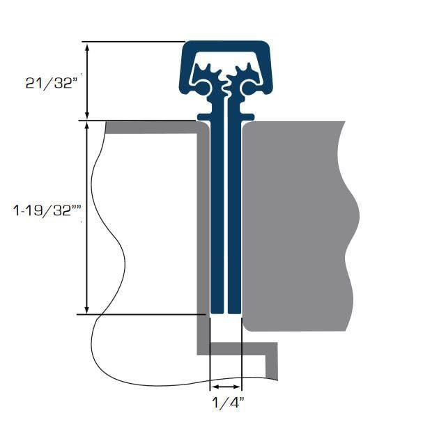 Continuous geared hinge diagram showing full mortise design, dimensions, and aluminum construction options.